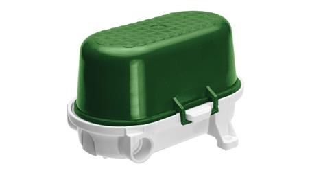 Oprawa kanałowa OVAL-7040B/K, E27, 40W, biała-bakelit, klosz zielony-polipropylen, IP54, oprawa sygnalizacyjna A1170-P4-53101