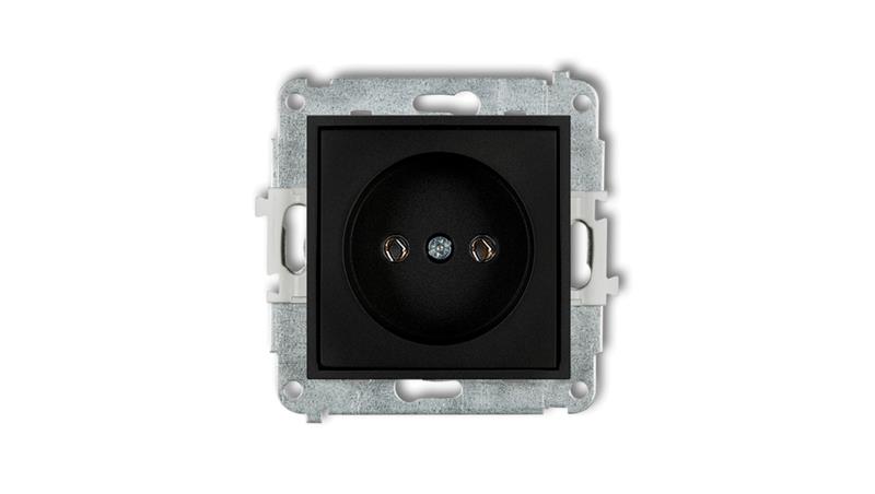 MINI Mechanizm gniazda pojedynczego bez uziemienia 2P (bez przesłon torów prądowych) czarny mat 12MGP-1-43599 MINI Mechanizm gniazda pojedynczego bez uziemienia 2P (bez przesłon torów prądowych) czarny mat 12MGP-1-43599
