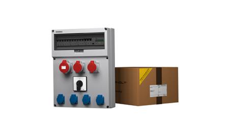 Rozdzielnica budowlana z łącznikiem i licznikiem zużycia energii GR-S/FI 32A 2x16A 4x230V Schuko Mennekes Doktorvolt 9108-66434