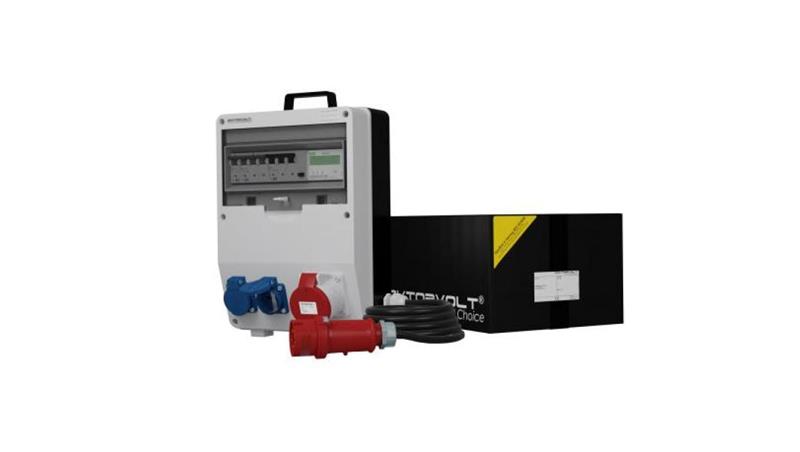 Rozdzielnica budowlana z licznikiem zużycia energii i kablem TD-S/FI SKH 32A 2x230V Schuko Doktorvolt 9870-65991