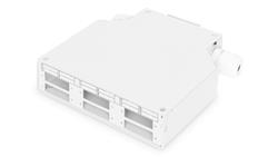 Przełącznica światłowodowa na szynę DIN, 6x SC duplex z tacką na spawy, szary DN-96890-73393
