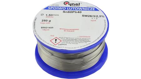 CYNEL UNIPRESS Cyna 1,50mm 250g Sn60Pb40 SW26/3/2.5 spoiwo lutownicze PROFESSIONAL-80830