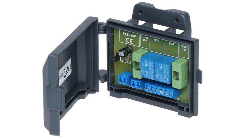 Moduł konfigurowalnych przekaźników przełącznych 2 wyjścia 10-16VDC 2x10A(max), 30VDC/50VAC (max) wyjście 2xNO/NC PK2-12-PWT-108