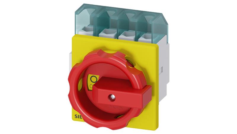 Rozłącznik główny/awaryjny 3P+N 25A 9.5kW AC23A 400V montaż tablicowy pokrętło żółto-czerwone 4 otwory 3LD2103-1TL53-13618