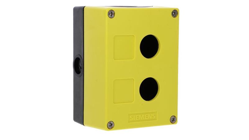 Obudowa sterownicza do aparatów 22mm okrągłych tworzywo żółta 2 punkty sterownicze z tworzywa 3SU1802-0AA00-0AB2-18875 Obudowa sterownicza do aparatów 22mm okrągłych tworzywo żółta 2 punkty sterownicze z tworzywa 3SU1802-0AA00-0AB2-18875