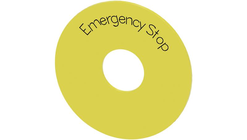 Etykieta podkładkowa żółta 75mm do otworu 22mm z inskrypcją /EMERGENCY STOP/ SIRIUS ACT 3SU1900-0BB31-0DA0-21944 Etykieta podkładkowa żółta 75mm do otworu 22mm z inskrypcją /EMERGENCY STOP/ SIRIUS ACT 3SU1900-0BB31-0DA0-21944