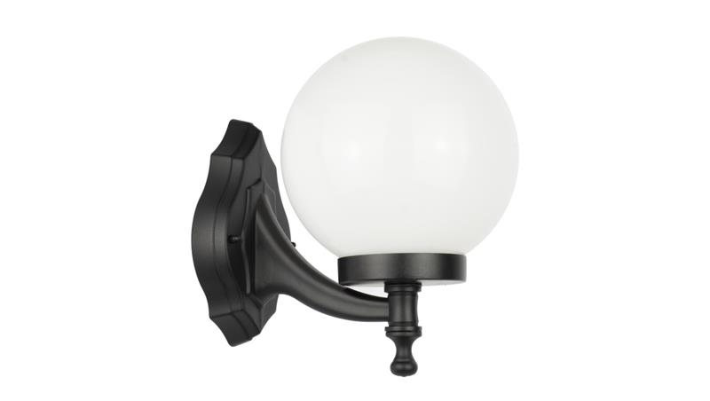 Kinkiet zewnętrzny Kule Classic K 3012/1/K 200 OP, E27 max 60W, kolor czarny, klosz biały 0438621-51573