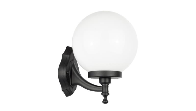 Kinkiet zewnętrzny Kule Classic K 3012/1/K 250 OP, E27 max 60W, kolor czarny, klosz biały 0438621-51609