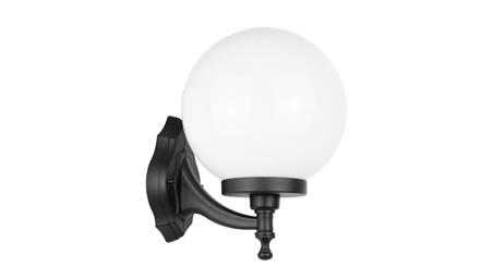 Kinkiet zewnętrzny Kule Classic K 3012/1/K 250 OP, E27 max 60W, kolor czarny, klosz biały 0438621-51609