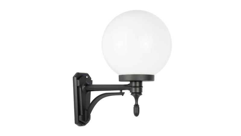 Kinkiet zewnętrzny Kule Classic K 3012/1/K 250 U OP, E27 max 60W, kolor czarny, klosz biały 0438621-51621