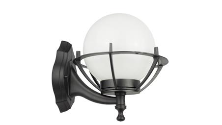 Kinkiet zewnętrzny Kule z koszykiem 200 K 3012/1/KPO OP, E27 max 60W, kolor czarny, klosz biały 0438621-51608