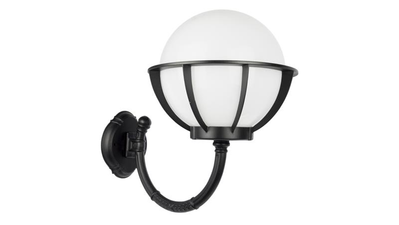 Kinkiet zewnętrzny Kule z koszykiem 250 K 3012/1/KPO 250 OP, E27 max 60W, kolor czarny, klosz biały 0438621-51630 Kinkiet zewnętrzny Kule z koszykiem 250 K 3012/1/KPO 250 OP, E27 max 60W, kolor czarny, klosz biały 0438621-51630
