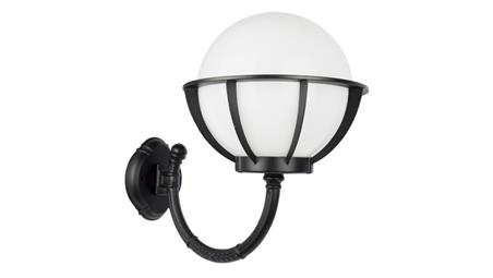 Kinkiet zewnętrzny Kule z koszykiem 250 K 3012/1/KPO 250 OP, E27 max 60W, kolor czarny, klosz biały 0438621-51630