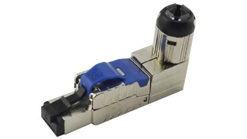 Wtyk modularny RJ-45 8p8c kat.6A drut FTP beznarzędziowy, kątowy 90 stopni-33707