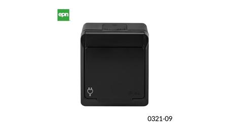 HERMES IP44 gniazdo natynkowe pojedyncze z uziemieniem 2P+Z czarne 0321-09-40663