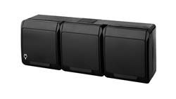 HERMES IP44 gniazdo natynkowe potrójne z uziemieniem 3x2P+Z czarne 0323-09-40670