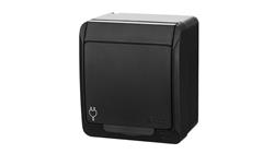 HERMES IP44 gniazdo natynkowe pojedyncze z uziemieniem 2P+Z schuko czarne 0324-09-40739