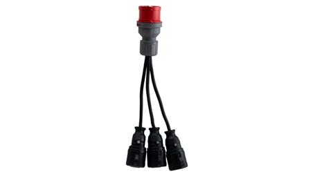 Reduktor wtyczka siłowa 16/5 +3x OW 3x1,5mm2 0,25m +3x gniazdo gumowe F7_0126-32109
