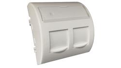 Adapter keystone podwójny kątowy z klapką 2M 45x45 biały Alantec-28151