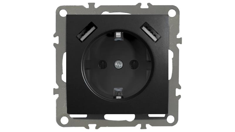 QUADRA GNIAZDO SCHUKO PODTYNKOWE 2X USB 230V 2.1A-45161 QUADRA GNIAZDO SCHUKO PODTYNKOWE 2X USB 230V 2.1A-45161