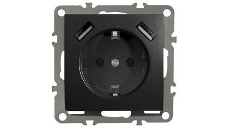 QUADRA GNIAZDO SCHUKO PODTYNKOWE 2X USB 230V 2.1A-45161