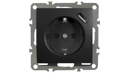 QUADRA GNIAZDKO SCHUKO PODTYNKOWE USB CZARNE MAT-45301