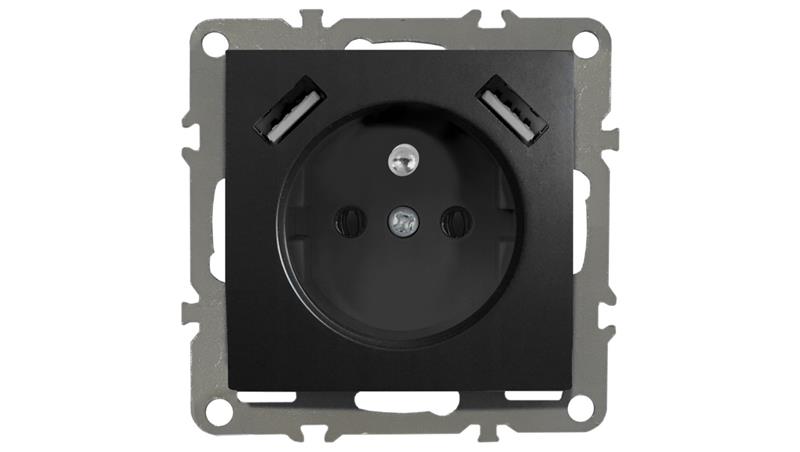 QUADRA GNIAZDO Z BOLCEM 2X USB DO RAMEK 230V 2.1A-45162 QUADRA GNIAZDO Z BOLCEM 2X USB DO RAMEK 230V 2.1A-45162