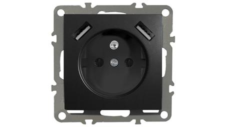 QUADRA GNIAZDO Z BOLCEM 2X USB DO RAMEK 230V 2.1A-45162