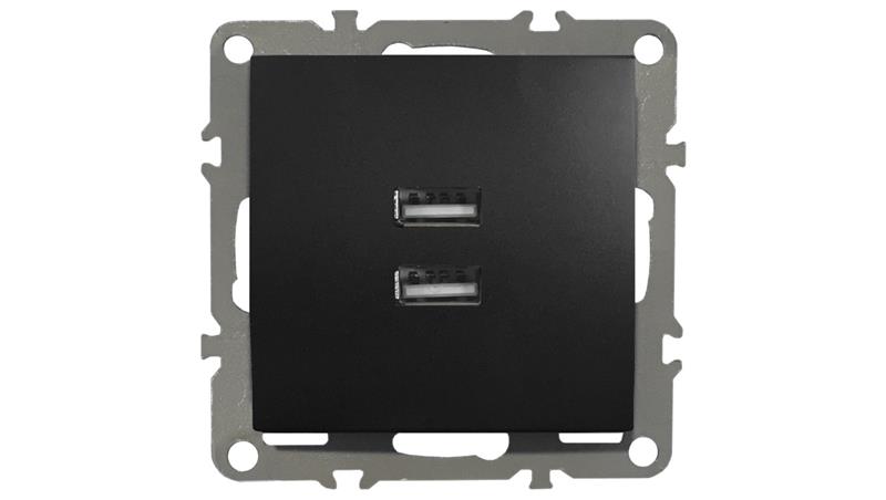 QUADRA GNIAZDKO PODTYNKOWE USB 2.1A CZARNE-35248