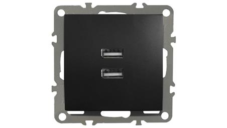 QUADRA GNIAZDKO PODTYNKOWE USB 2.1A CZARNE-35248