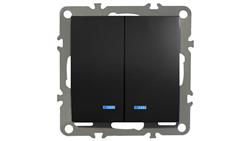 QUADRA WŁĄCZNIK ŚWIATŁA PODWÓJNY PODŚWIETLANY CZARNY-32702
