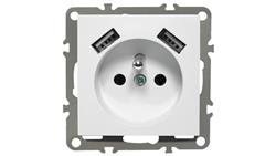 QUADRA GNIAZDKO Z BOLCEM 2X USB DO RAMEK 230V 2.1A-45156