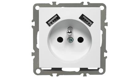 QUADRA GNIAZDKO Z BOLCEM 2X USB DO RAMEK 230V 2.1A-45156