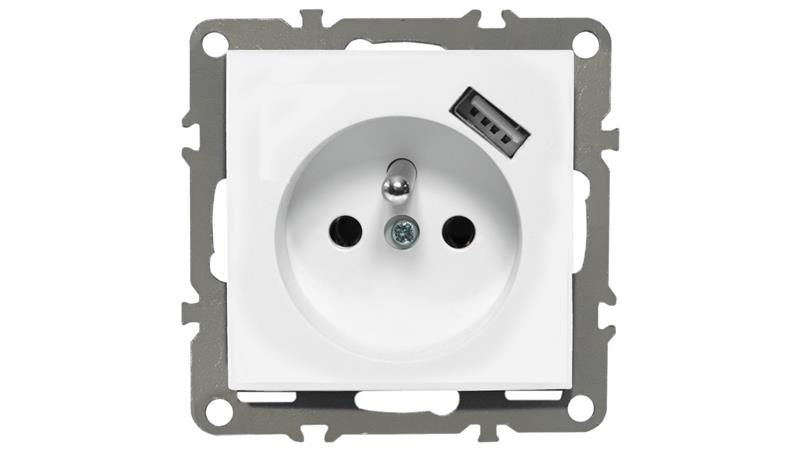 QUADRA GNIAZDKO PODTYNKOWE Z BOLCEM USB DO RAMKI-45302