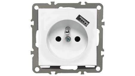 QUADRA GNIAZDKO PODTYNKOWE Z BOLCEM USB DO RAMKI-45302