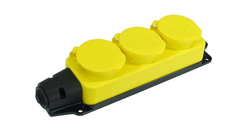 TRÓJNIK ŻÓŁTY LISTWA GUMOWA GNIAZDO ROZGAŁĘŹNIK IP44-29357