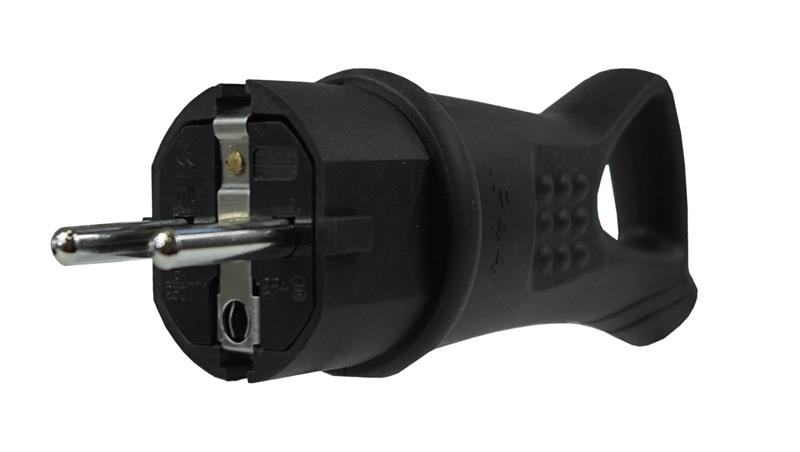 Wtyczka Gumowa 16A 230V IP44 z uchwytem czarna-29351
