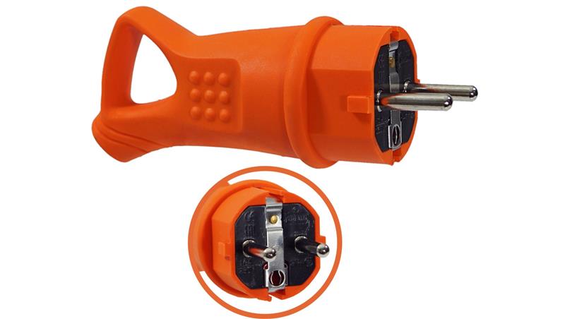 WTYCZKA GUMOWA POMARAŃCZOWA 16A 230V IP44 Z UCHWYTEM NA KABEL-29373