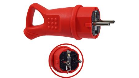 WTYCZKA GUMOWA CZERWONA 16A 230V IP44 Z UCHWYTEM NA KABEL-29368