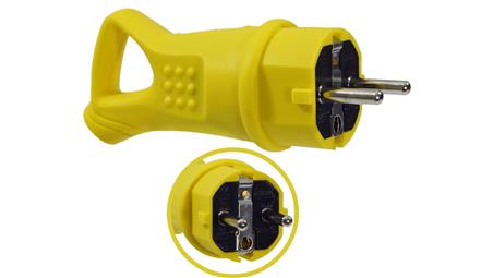 WTYCZKA GUMOWA ŻÓŁTA 16A 230V IP44 Z UCHWYTEM-29390