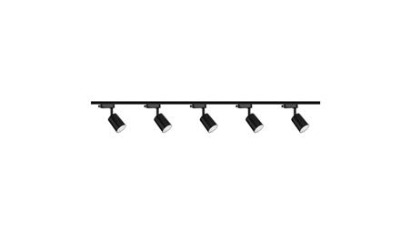 Zestaw 5x lampa SIENA ALU Track czarna z żarówką led gu10 PHILIPS 5W ciepła biała + szynoprzewód 2m kolor czarny-52037