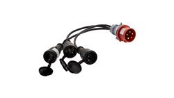 Adapter siłowy wtyk 16A 5P / 3x gniazdo 2P+Z 16A 230V IP44 na kablu OW 3x1,5mm2 0,5m-29149
