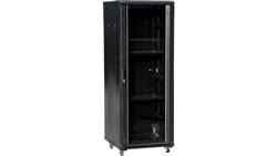 Szafa teleinformatyczna rack 19 cali 36U 600x600, drzwi szklane, kolor czarny FLAT PACK-72615