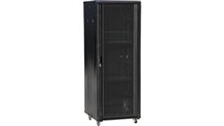 Szafa serwerowa rack 19 cali 27U 800x1000, drzwi szklane, kolor czarny FLAT PACK-72431