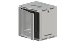 Szafa rack wisząca 19 cali 15U 600x500, niedzielona, drzwi szklane, kolor szary FLAT PACK-72622