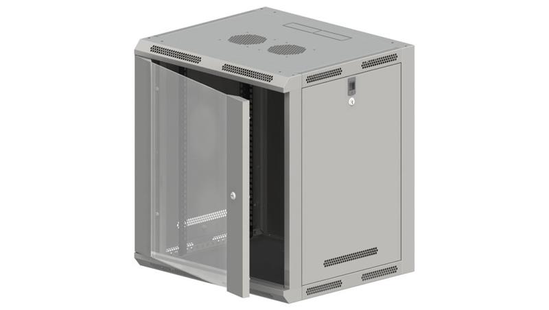 Szafa rack wisząca 19 cali 15U 600x500, niedzielona, drzwi szklane, kolor szary FLAT PACK-72622 Szafa rack wisząca 19 cali 15U 600x500, niedzielona, drzwi szklane, kolor szary FLAT PACK-72622