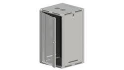 Szafa rack wisząca/stojąca 19 cali 18U 600x500, niedzielona, drzwi szklane, kolor szary FLAT PACK-72456