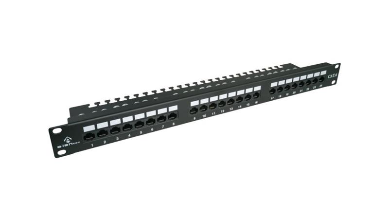 Patch panel UTP kat.6, 24 porty LSA z półką 1U PK001-63448