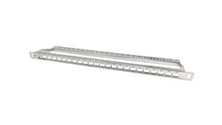 Patch panel 19 modularny 24 portów 0.5U niewyposażony, z podporą PK045-63505