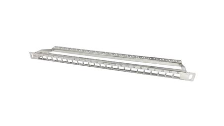 Patch panel 19 modularny 24 portów 0.5U niewyposażony, z podporą PK045-63505